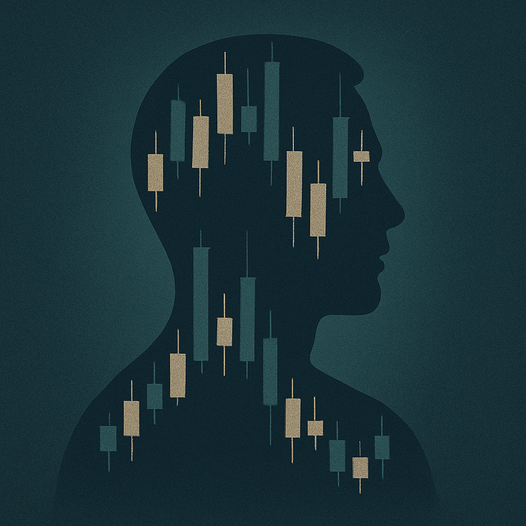 A silhouette made of candlestick charts.
