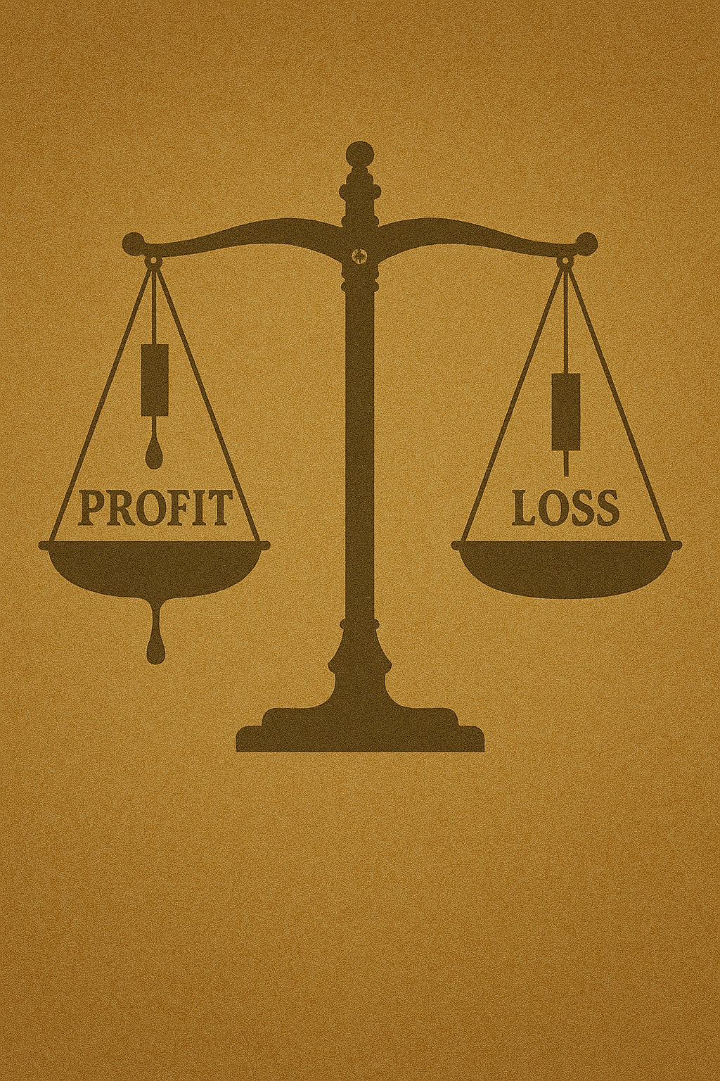 Scales with Profit and Loss; candles drip into both pans.